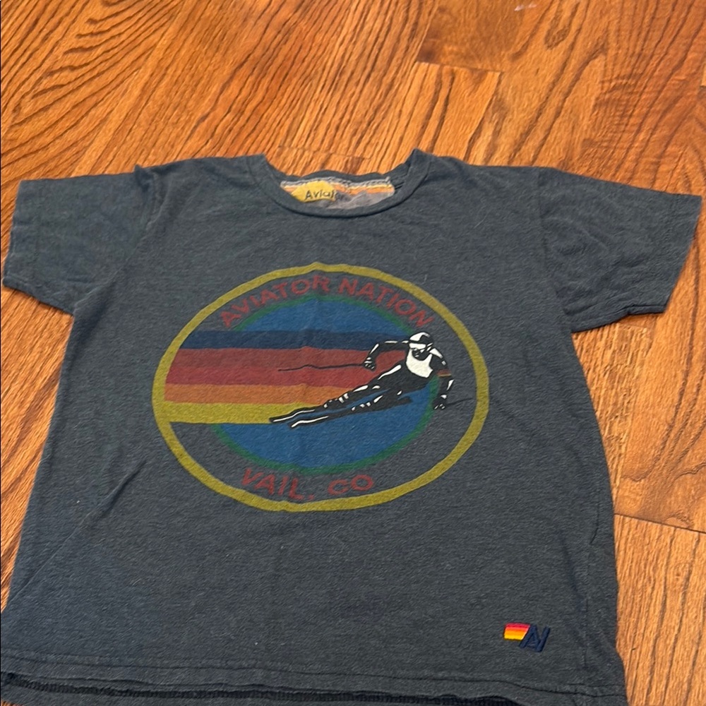 Aviator Nation Blue Short Sleeve Tee with Graphic Design